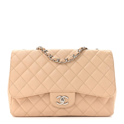 Chanel Caviar Quilted Jumbo Single Flap Beige 1 of 20
