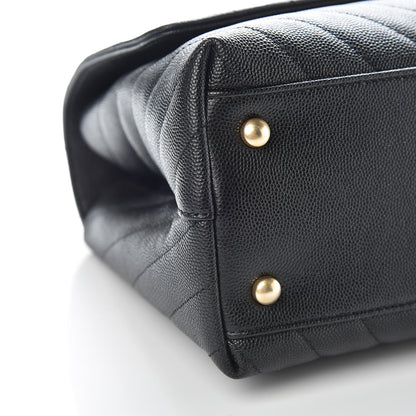 Chanel Caviar Chevron Quilted Small Coco Handle Flap Black 8 of 14