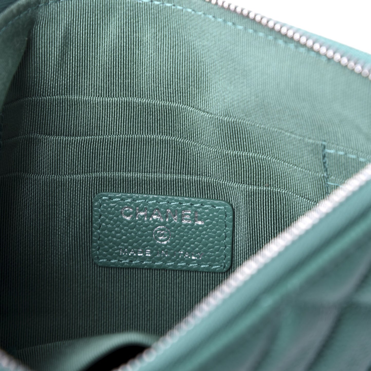 Caviar Quilted Cosmetic Case Green