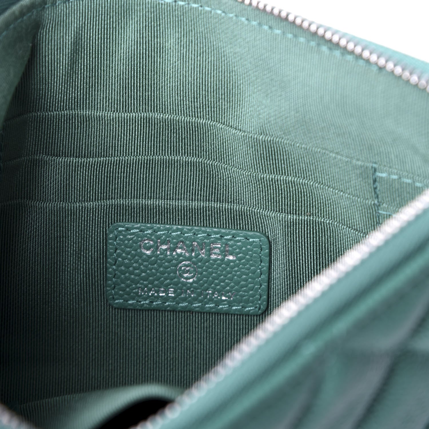 Chanel Caviar Quilted Cosmetic Case Green 6 of 8