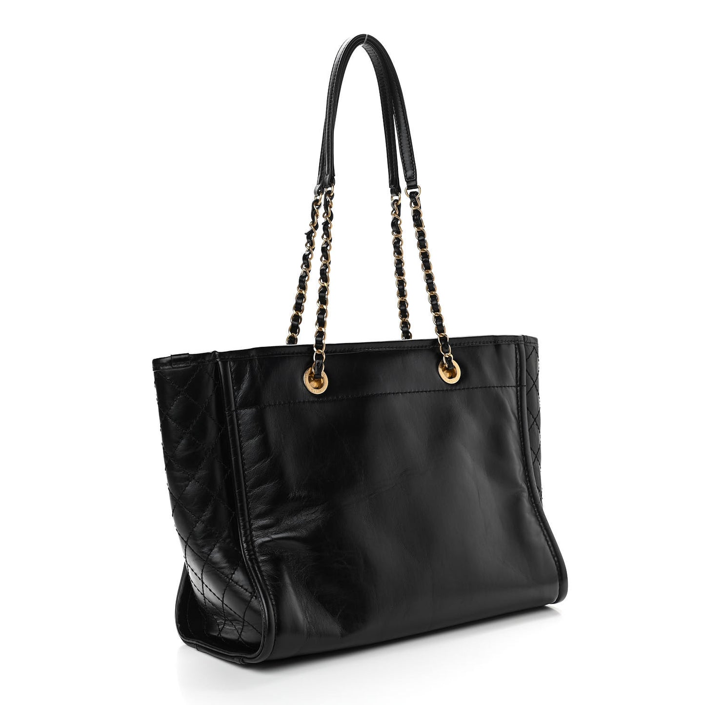 Aged Calfskin Small Charms Deauville Tote Black