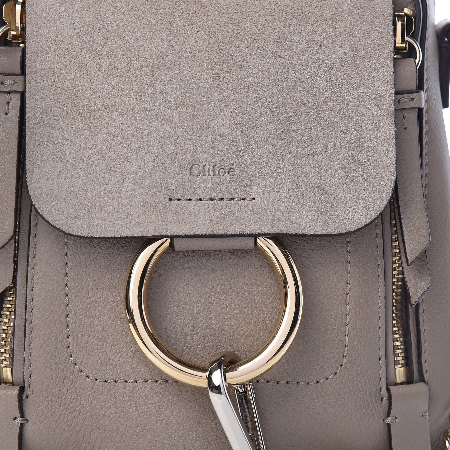 Suede Calfskin Mini Faye Backpack Motty Grey