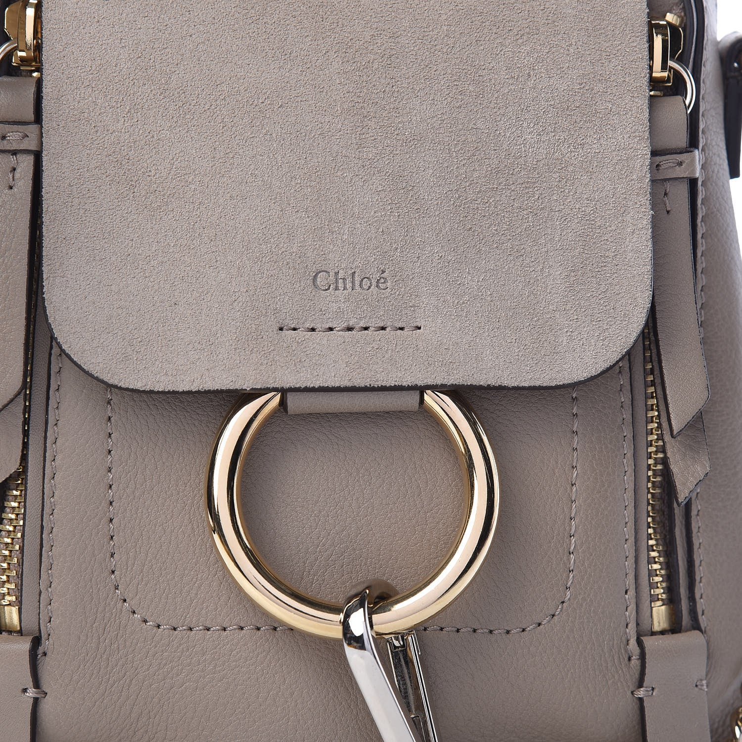 Chloe Suede Calfskin Mini Faye Backpack Motty Grey 8 of 10