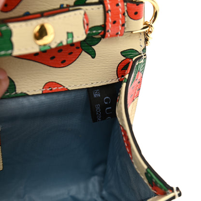 Gucci Calfskin Strawberry Print Mini Zumi Shoulder Bag Ivory Red 8 of 11