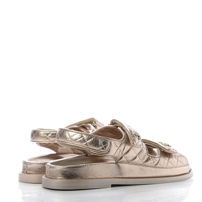 Chanel Iridescent Lambskin Velcro Dad Sandals 39.5 Light Bronze 4 of 10