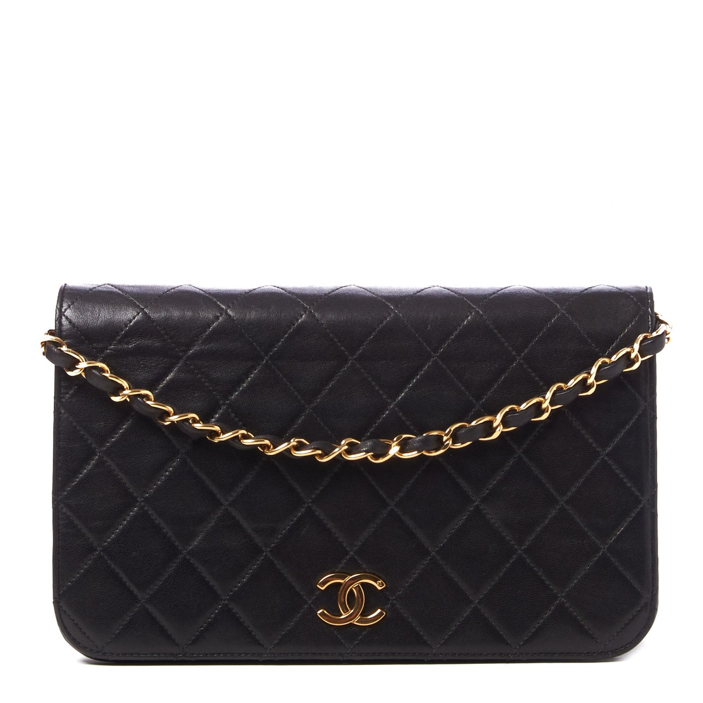 Lambskin Quilted Small Single Flap Black