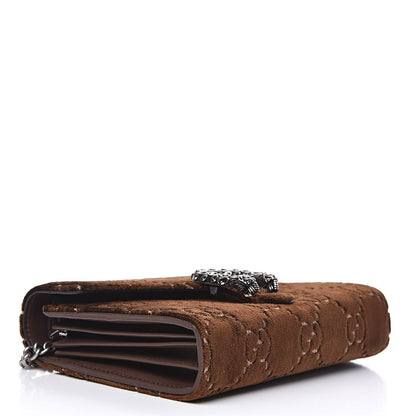 Gucci Velvet GG Monogram Mini Dionysus Chain Wallet Brown 4 of 11