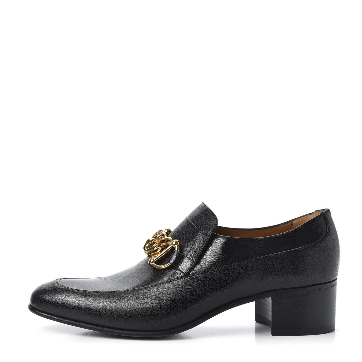 Goatskin Mens Chain Mid Heel Loafers 10 Black