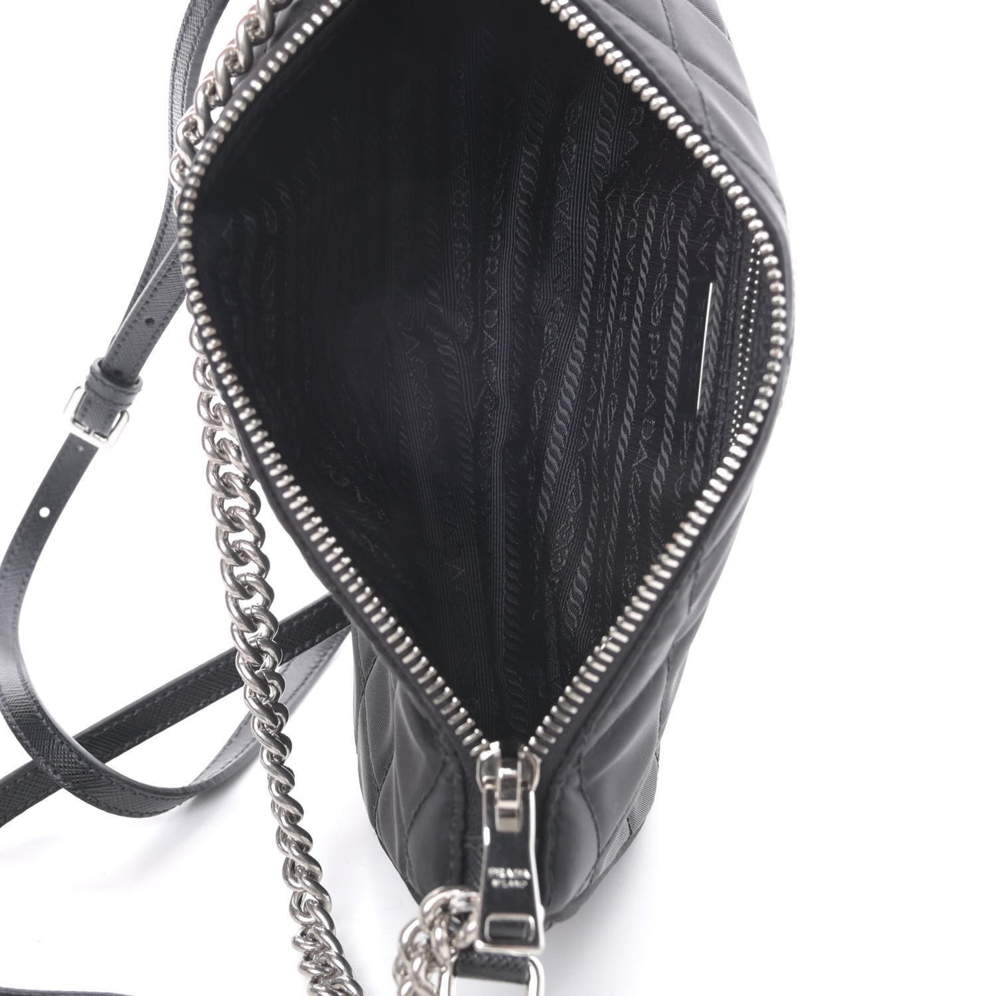 Nylon Tessuto Impuntu Quilted Crossbody Bag Black