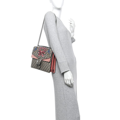 Gucci GG Supreme Monogram Crystal Floral Embroidered Medium Dionysus Shoulder Bag Beige Pink Beige Multicolor 2 of 15