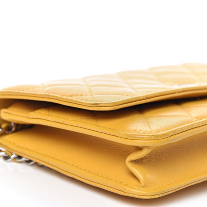 Chanel Lambskin Quilted Wallet on Chain WOC Yellow 10 of 13
