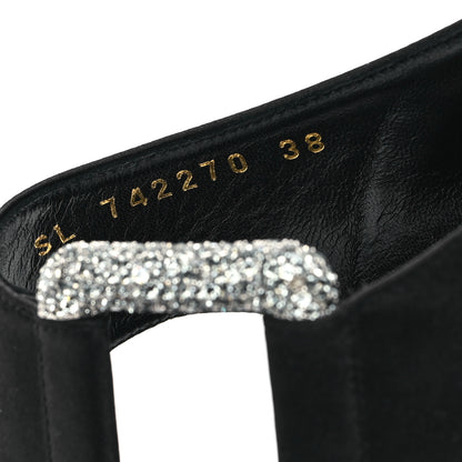 Saint Laurent Crepe Satin Crystal Buckle Gippy 110 Sandals 38 Black 9 of 10