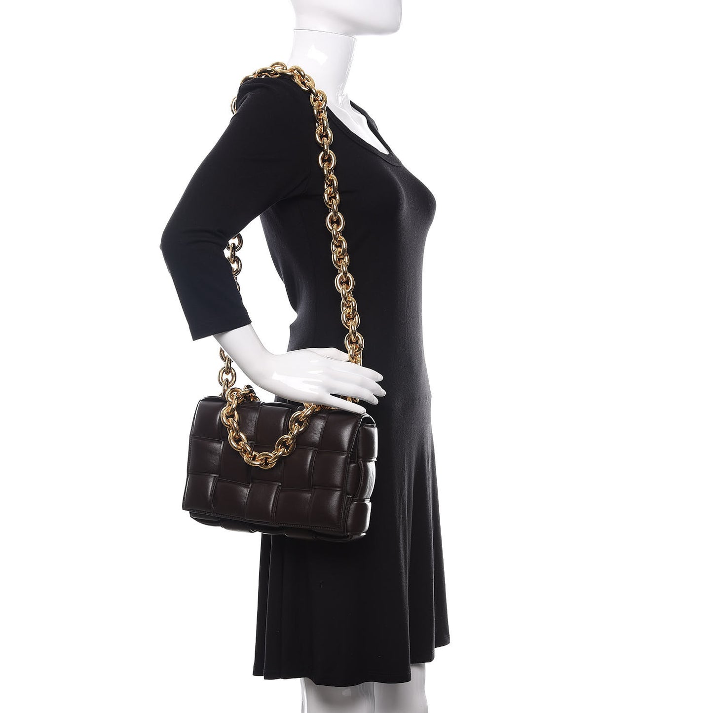 Lambskin Maxi Intreccio Padded Chain Cassette Crossbody Bag Black
