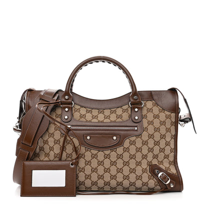 Balenciaga X GUCCI GG Monogram Azalea Calfskin Neo Classic Silver Hardware Medium City Beige Ebony Brown Sugar 1 of 11