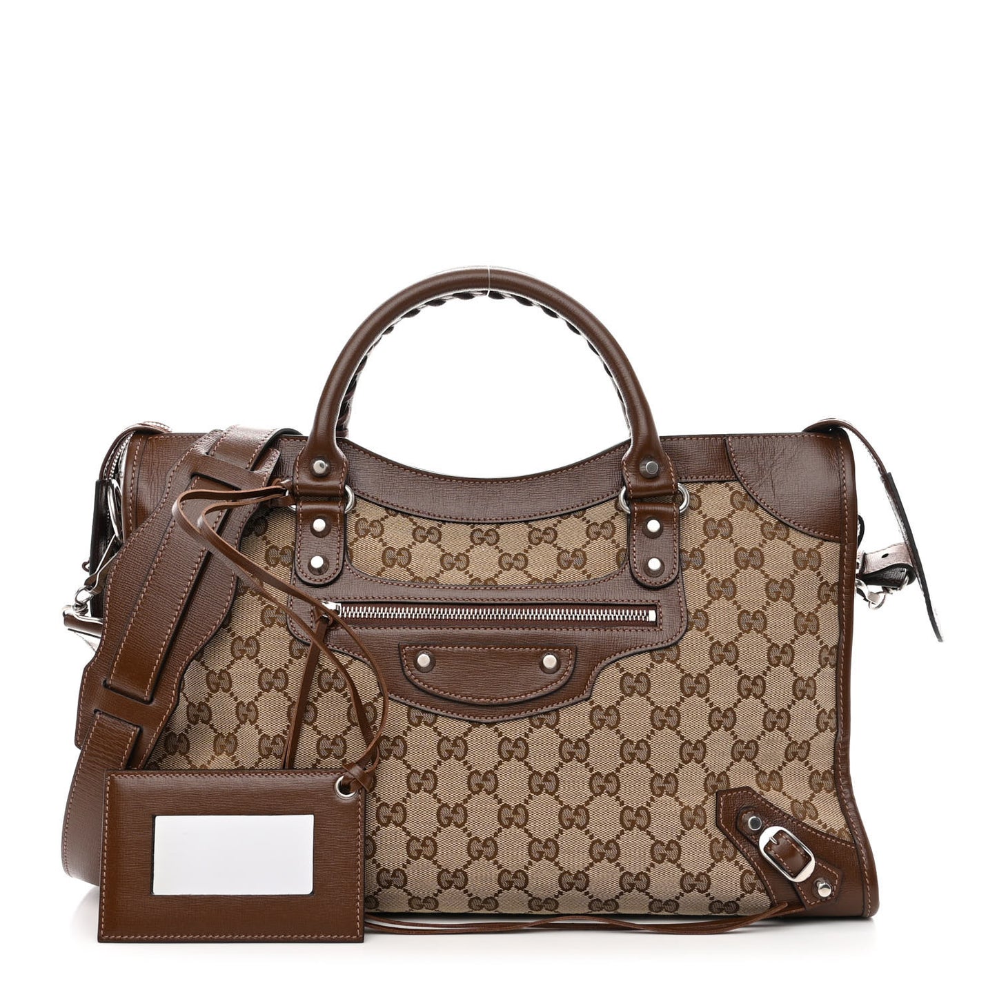 X GUCCI GG Monogram Azalea Calfskin Neo Classic Silver Hardware Medium City Beige Ebony Brown Sugar