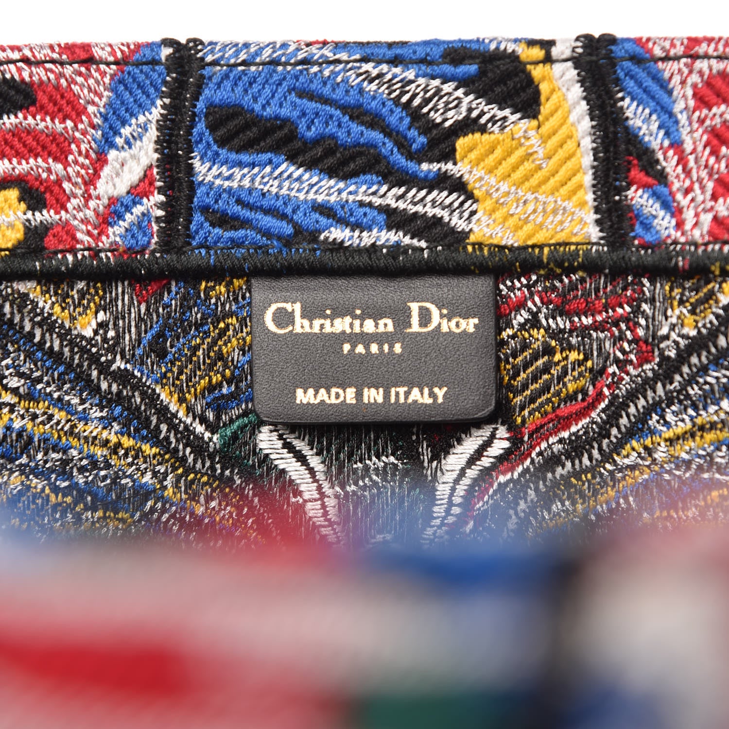 Christian Dior Canvas Embroidered Butterfly Book Tote Black Multicolor 5 of 10