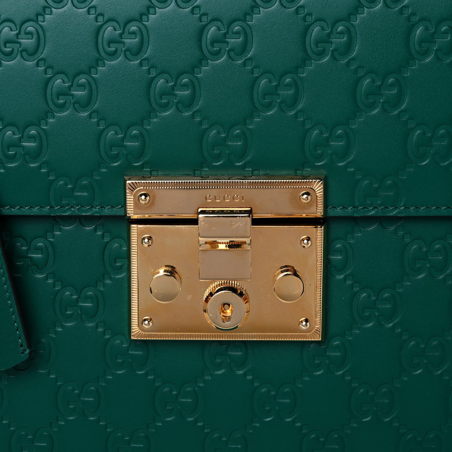 Guccissima Signature Medium Padlock Top Handle Bag Emerald