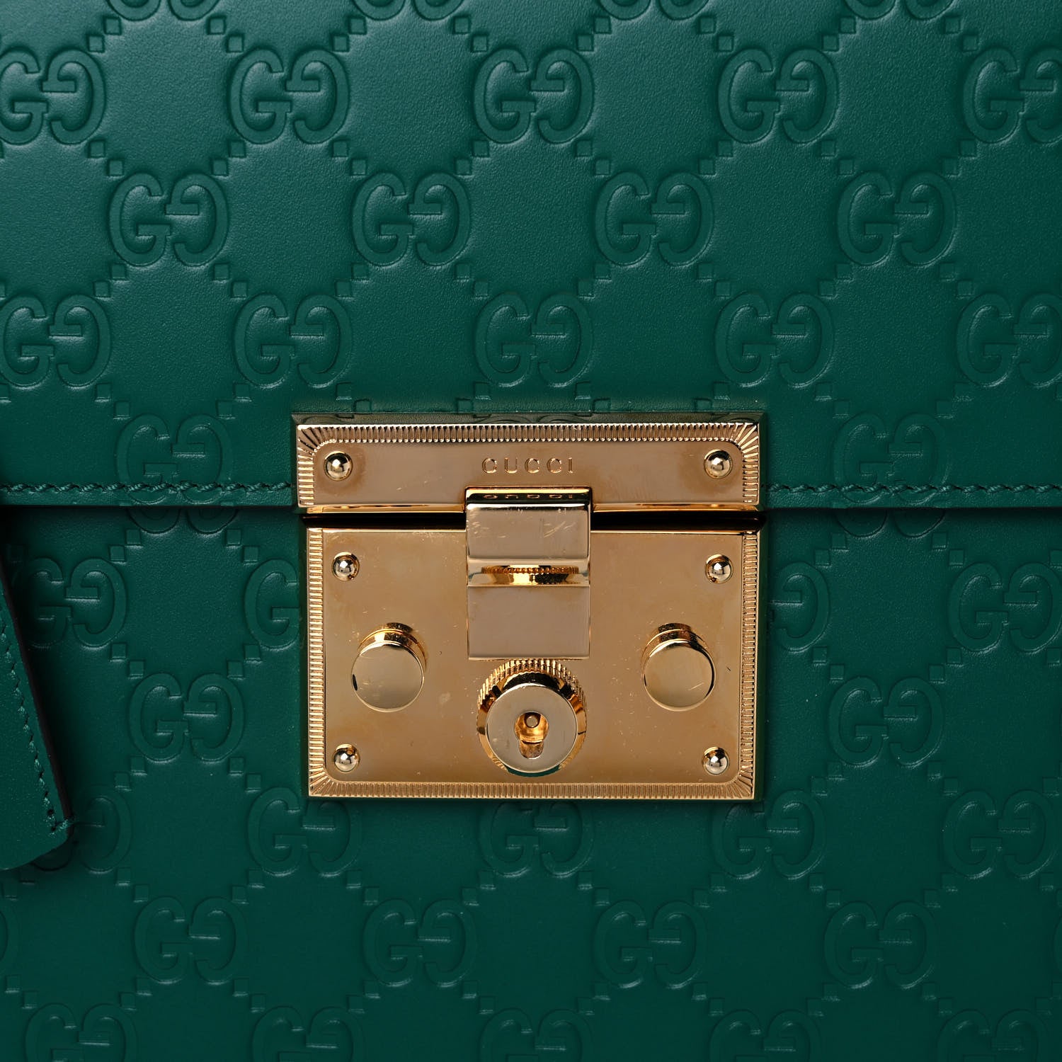 Gucci Guccissima Signature Medium Padlock Top Handle Bag Emerald 9 of 13
