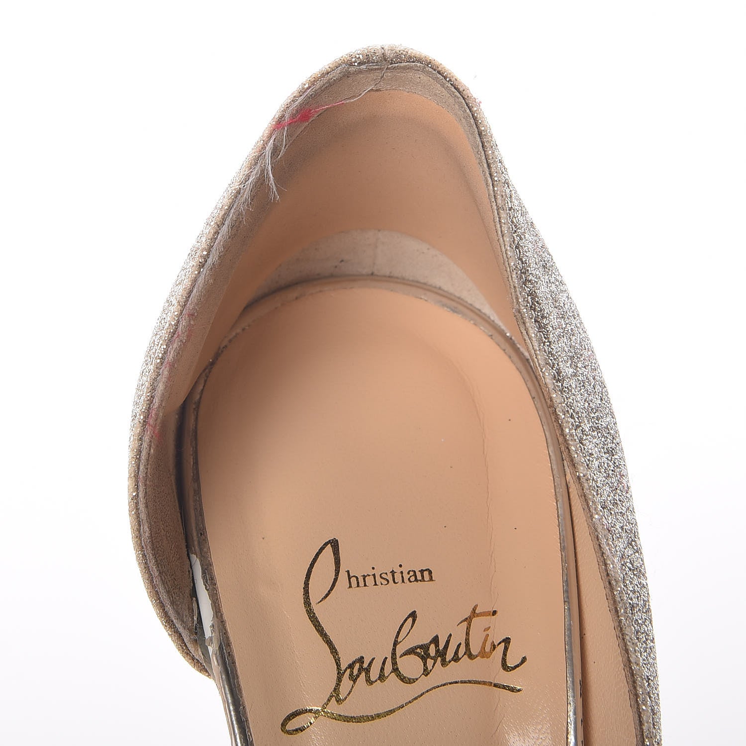 Christian Louboutin Glitter Mini Specchio Iriza 100 Pumps 37 Ivory Havana Beige 9 of 14