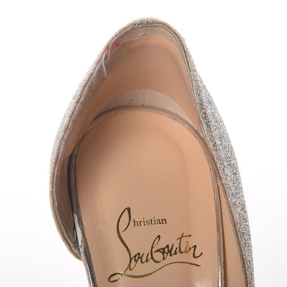 Christian Louboutin Glitter Mini Specchio Iriza 100 Pumps 37 Ivory Havana Beige 9 of 14