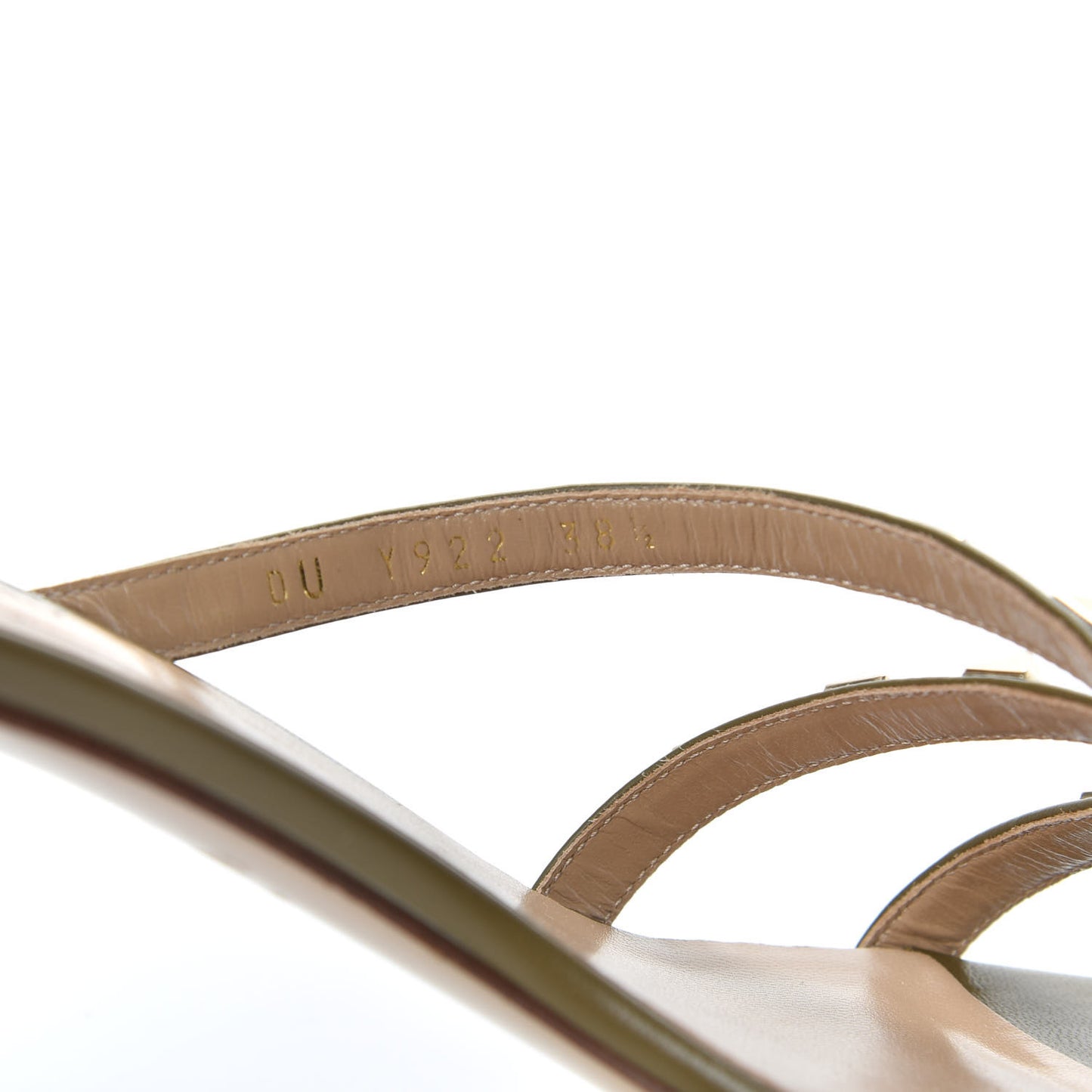 Calfskin Rockstud 60mm Slide Sandals 38.5 Lichen
