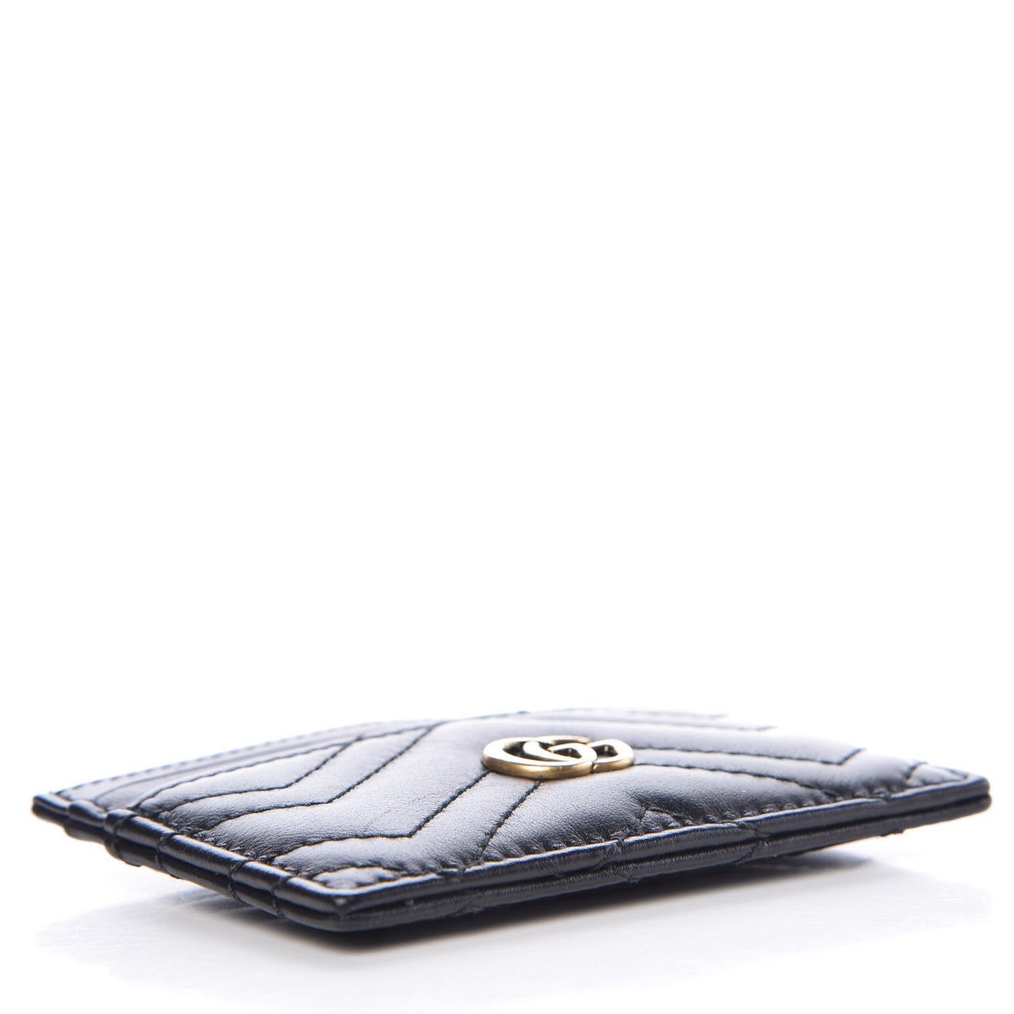 Calfskin Matelasse GG Marmont Card Holder Black