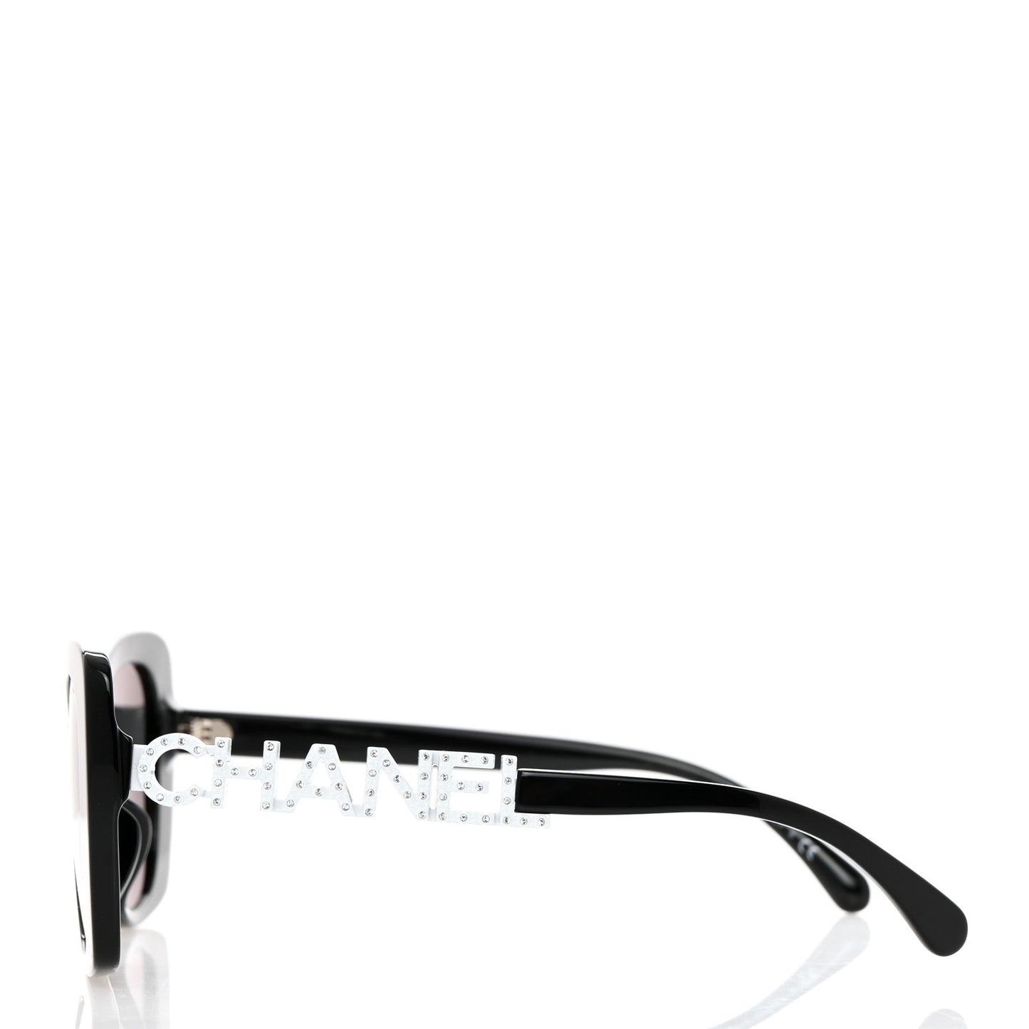 Acetate Strass Square Sunglasses 5422-B-A Black White