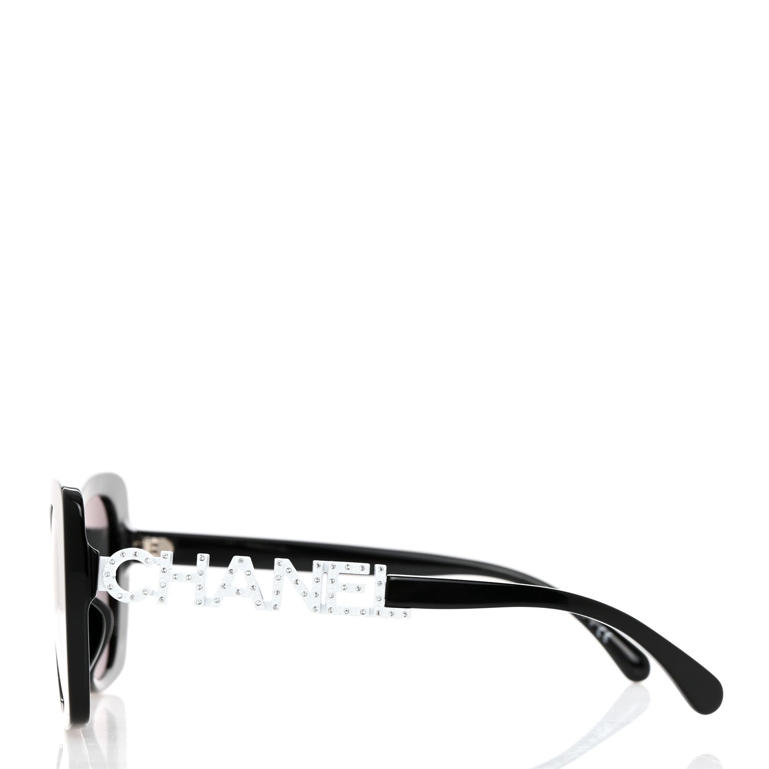 Chanel Acetate Strass Square Sunglasses 5422-B-A Black White 3 of 7
