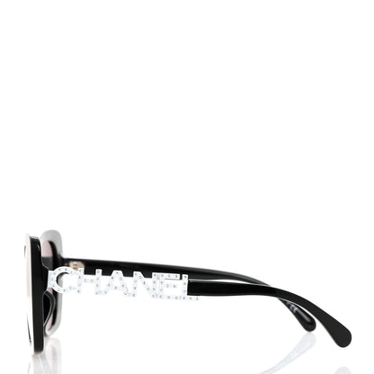 Chanel Acetate Strass Square Sunglasses 5422-B-A Black White 3 of 7