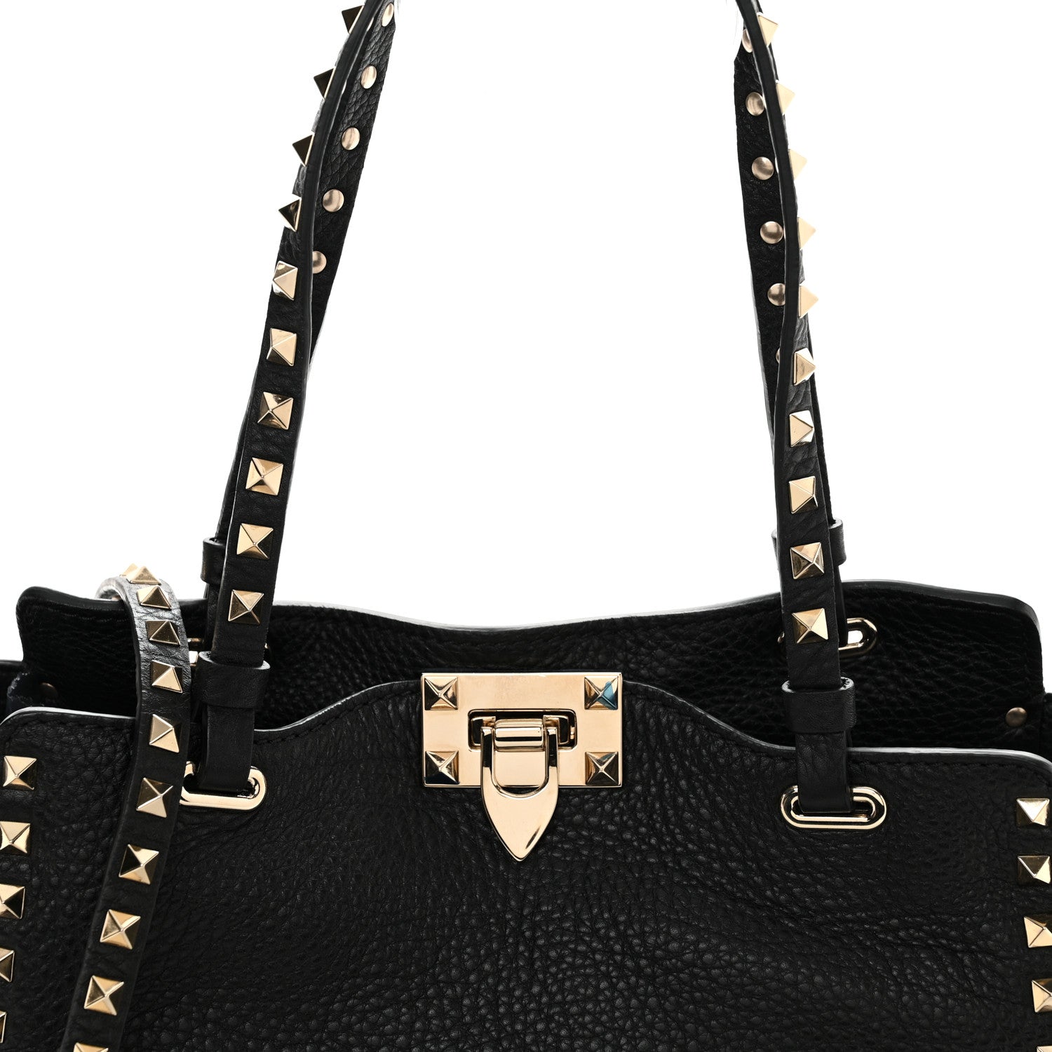 Valentino Garavani Grained Calfskin Small Rockstud Tote Black 7 of 9