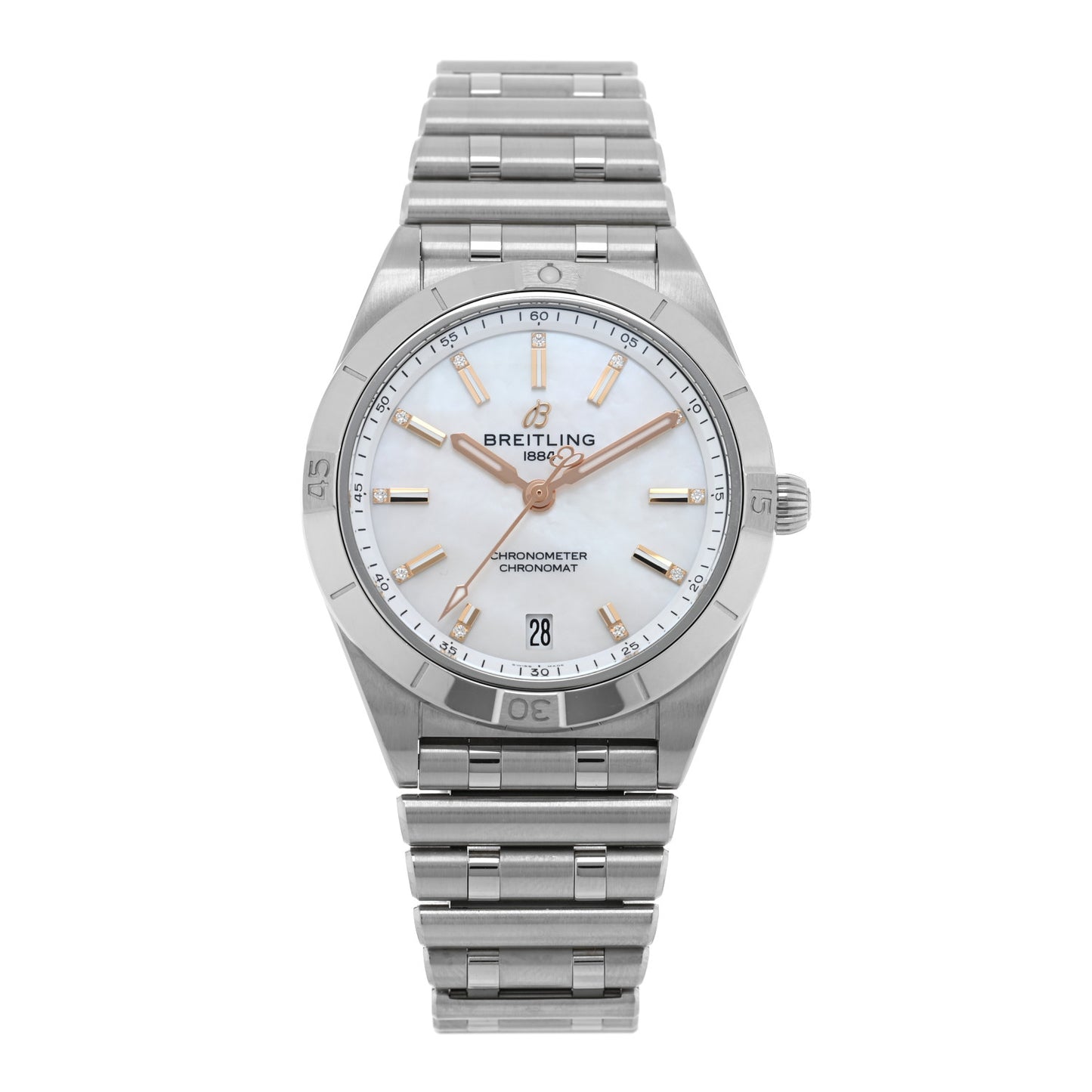 Stainless Steel Diamond Mother of Pearl 36mm Chronomat Automatic Watch A10380