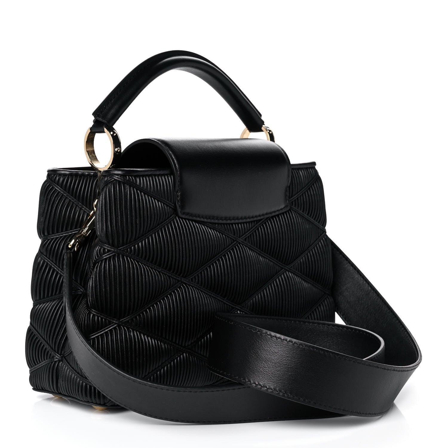 Louis Vuitton Calfskin Pleated Capucines BB Black 3 of 11