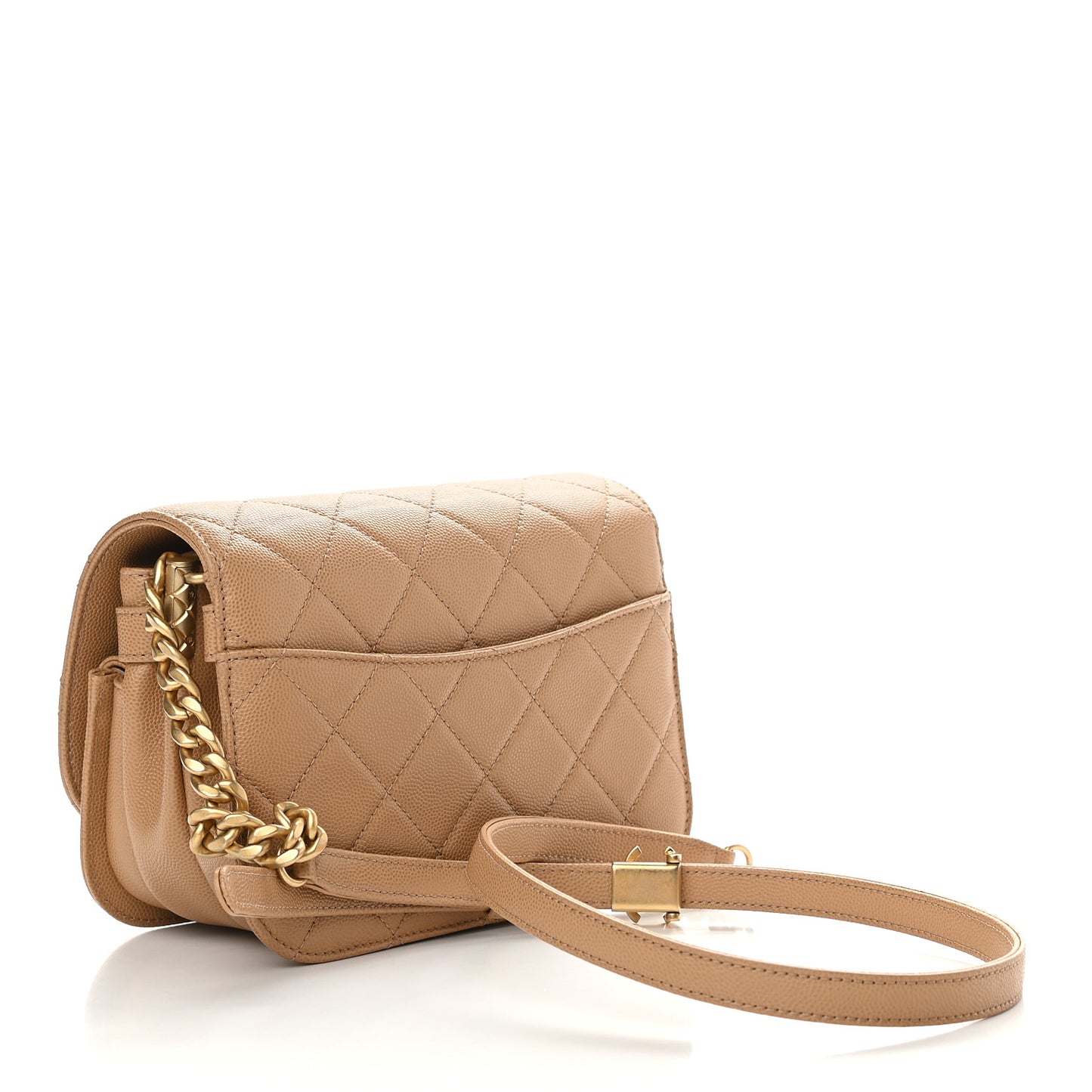 Caviar Mini Messenger Bag Beige