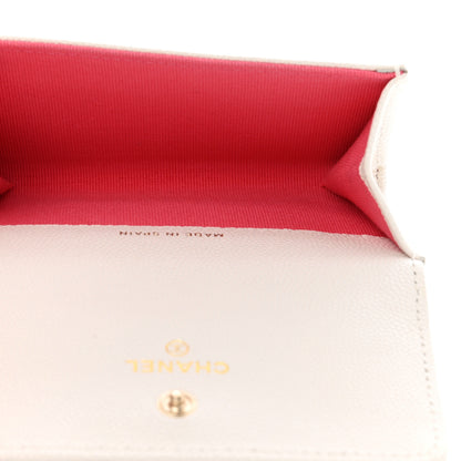 Chanel Caviar Metal Perforated Quilted CC Flap Card Holder White 5 of 8
