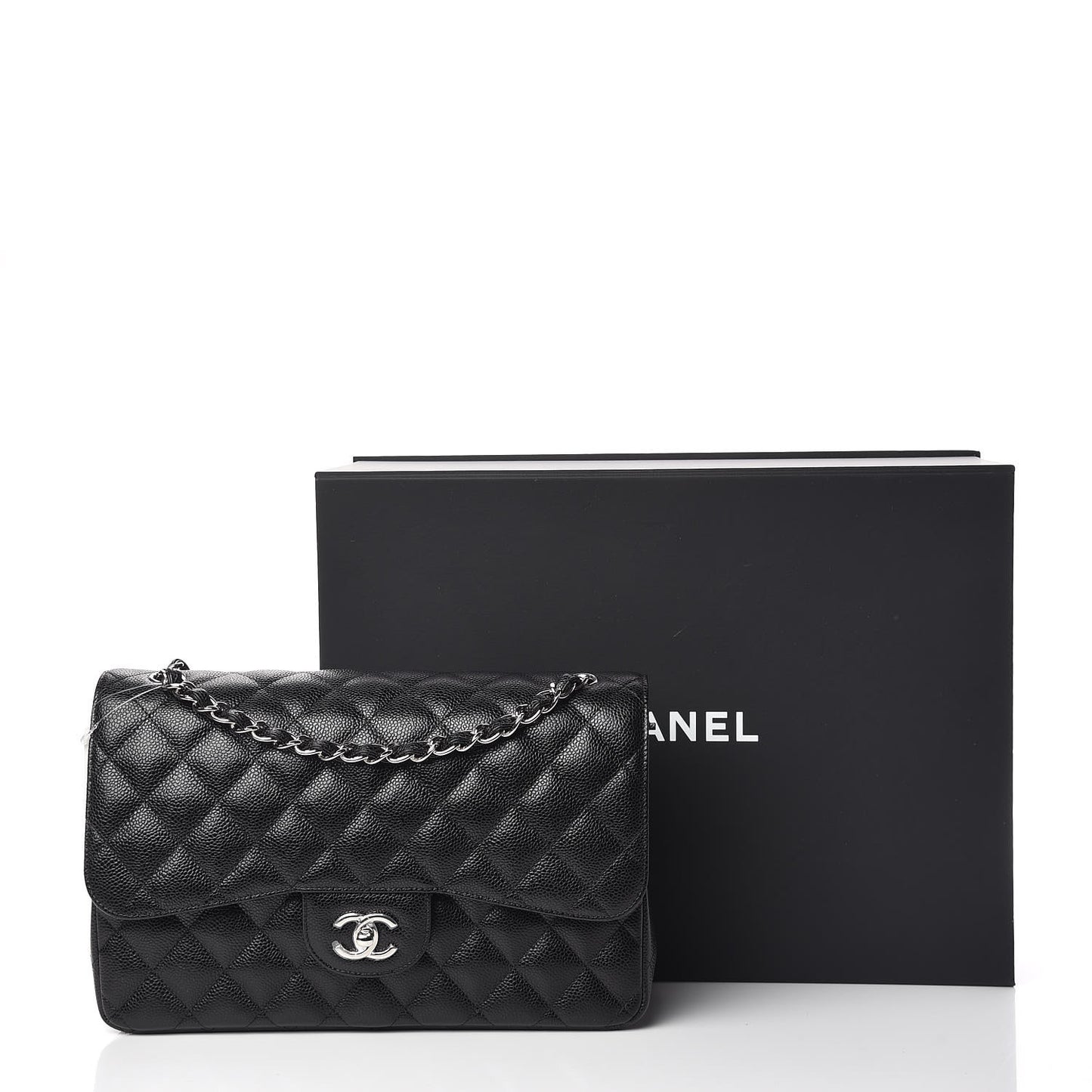 Caviar Quilted Jumbo Double Flap Black