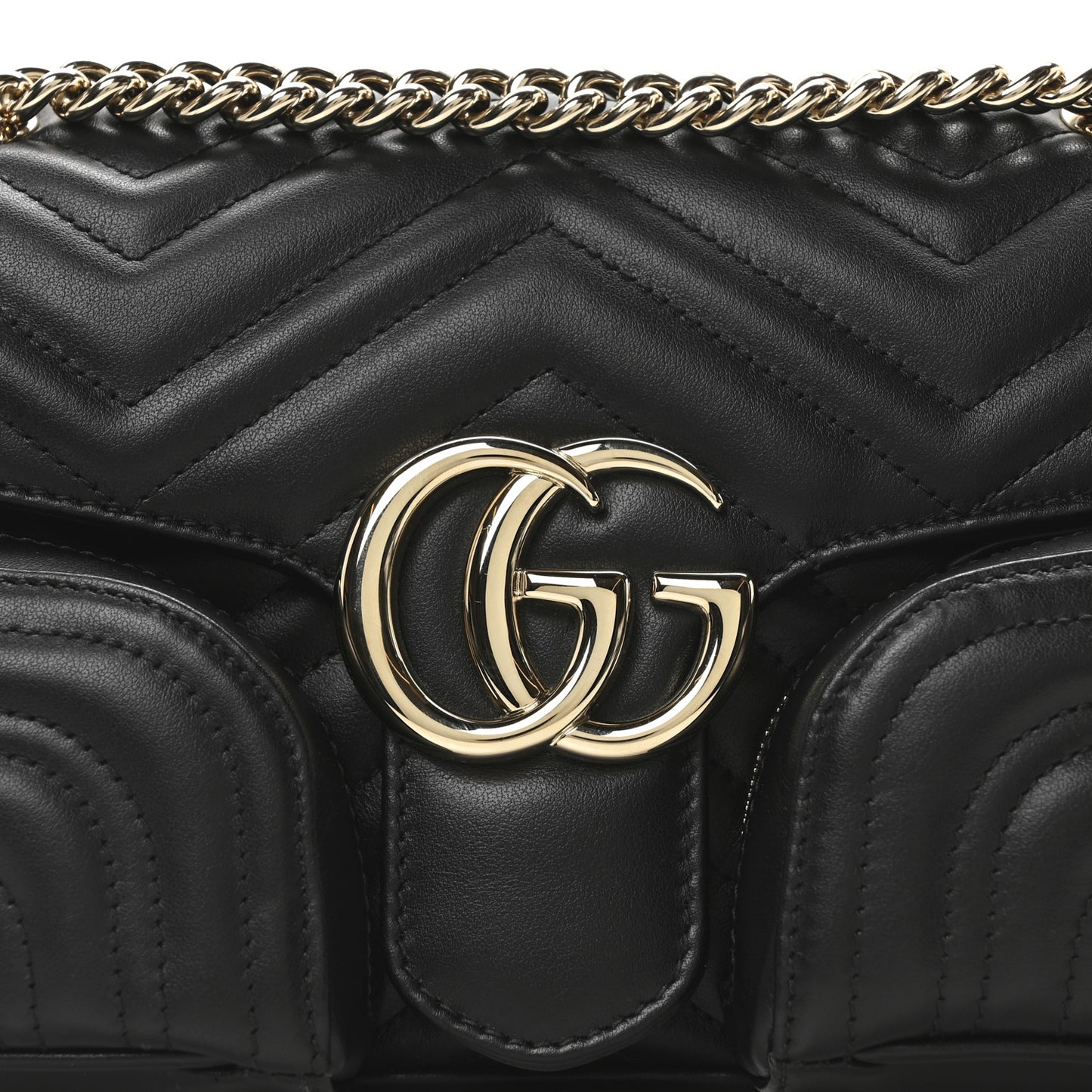 Calfskin Matelasse Small GG Marmont Multi Pocket Shoulder Bag Black