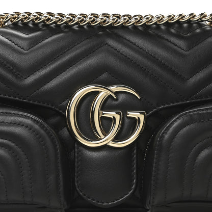 Gucci Calfskin Matelasse Small GG Marmont Multi Pocket Shoulder Bag Black 8 of 10