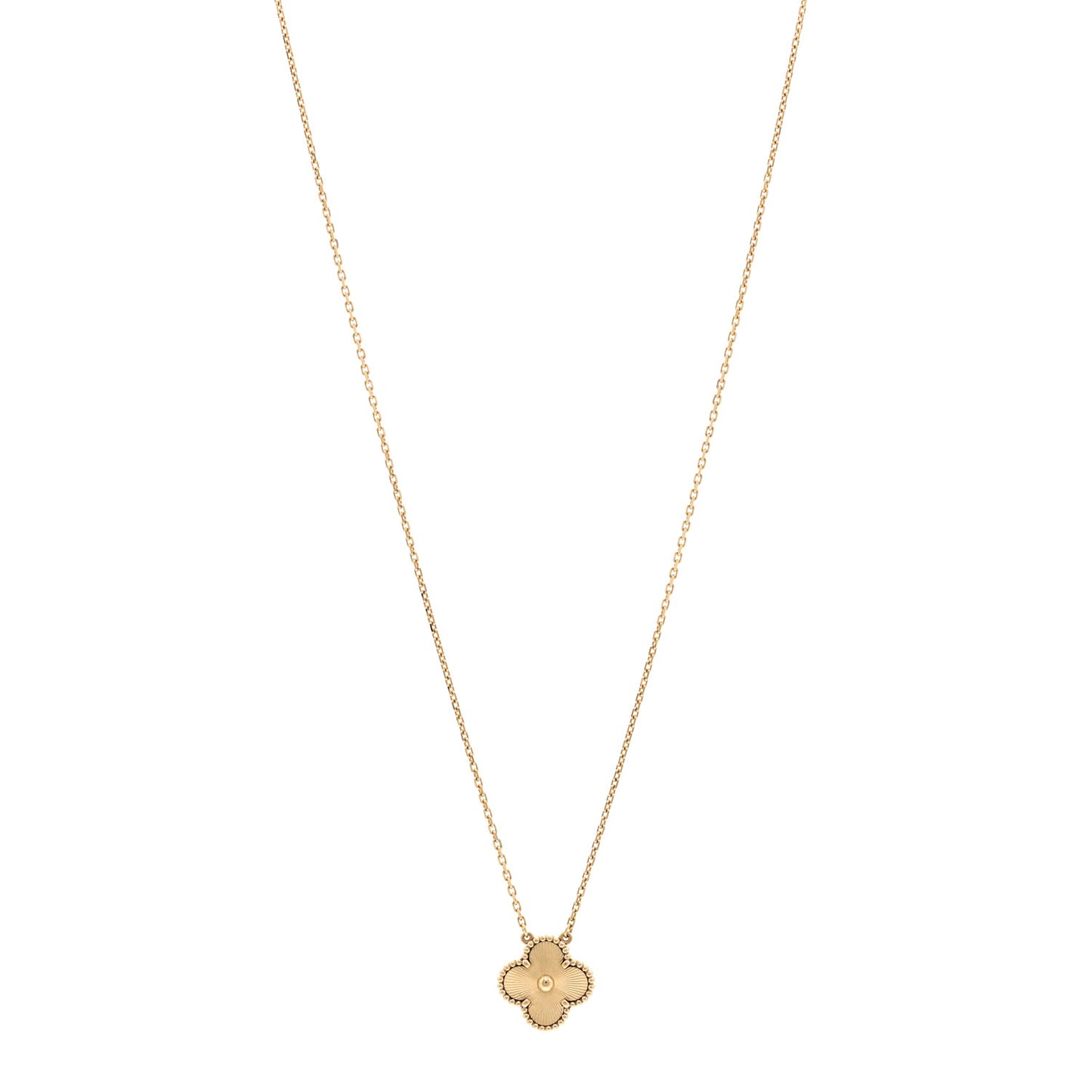 18K Yellow Gold Guilloché Vintage Alhambra Pendant Necklace