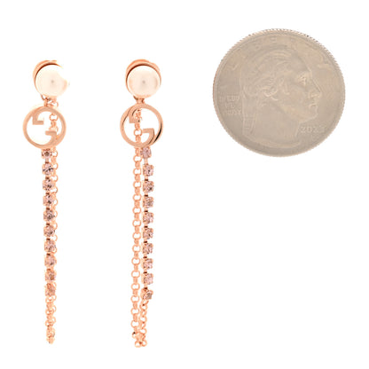 Gucci Pearl Crystal Blondie Chain Drop Earrings Rose Gold 2 of 5