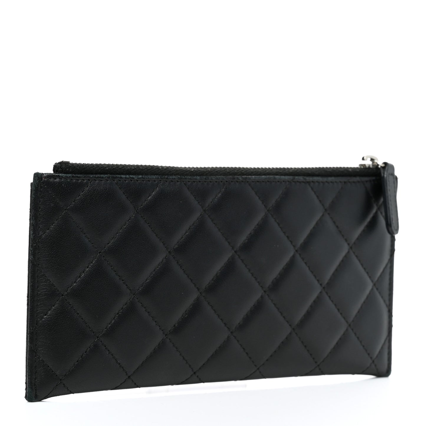 Lambskin Quilted Classic Zip Pouch Black
