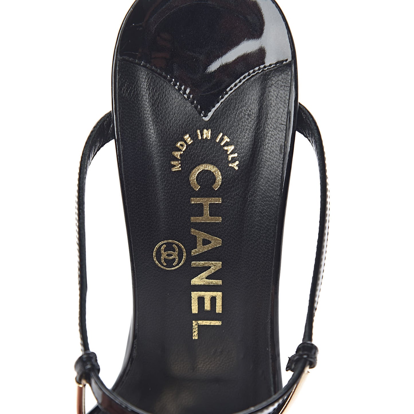 Patent CC Sandals 38 Black Gold