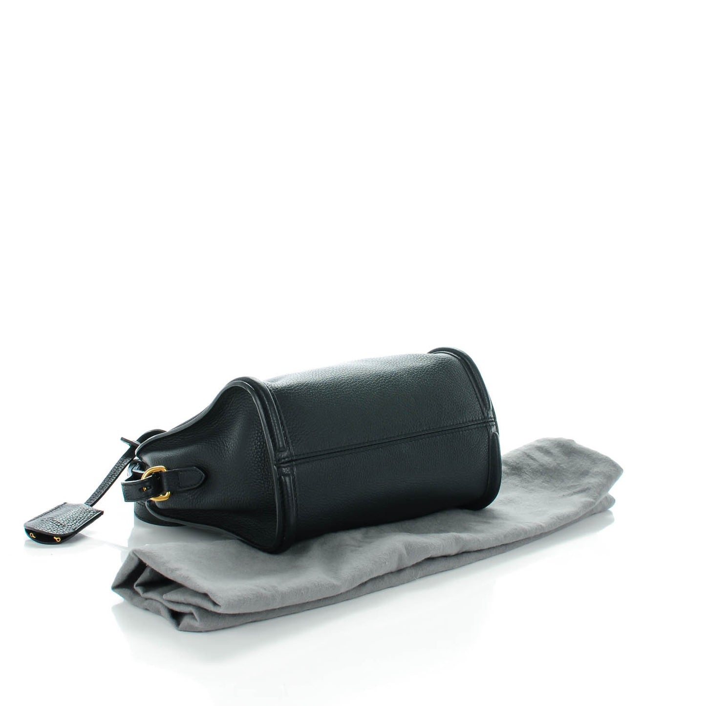Pebbled Calfskin Mini Padlock Tote Black