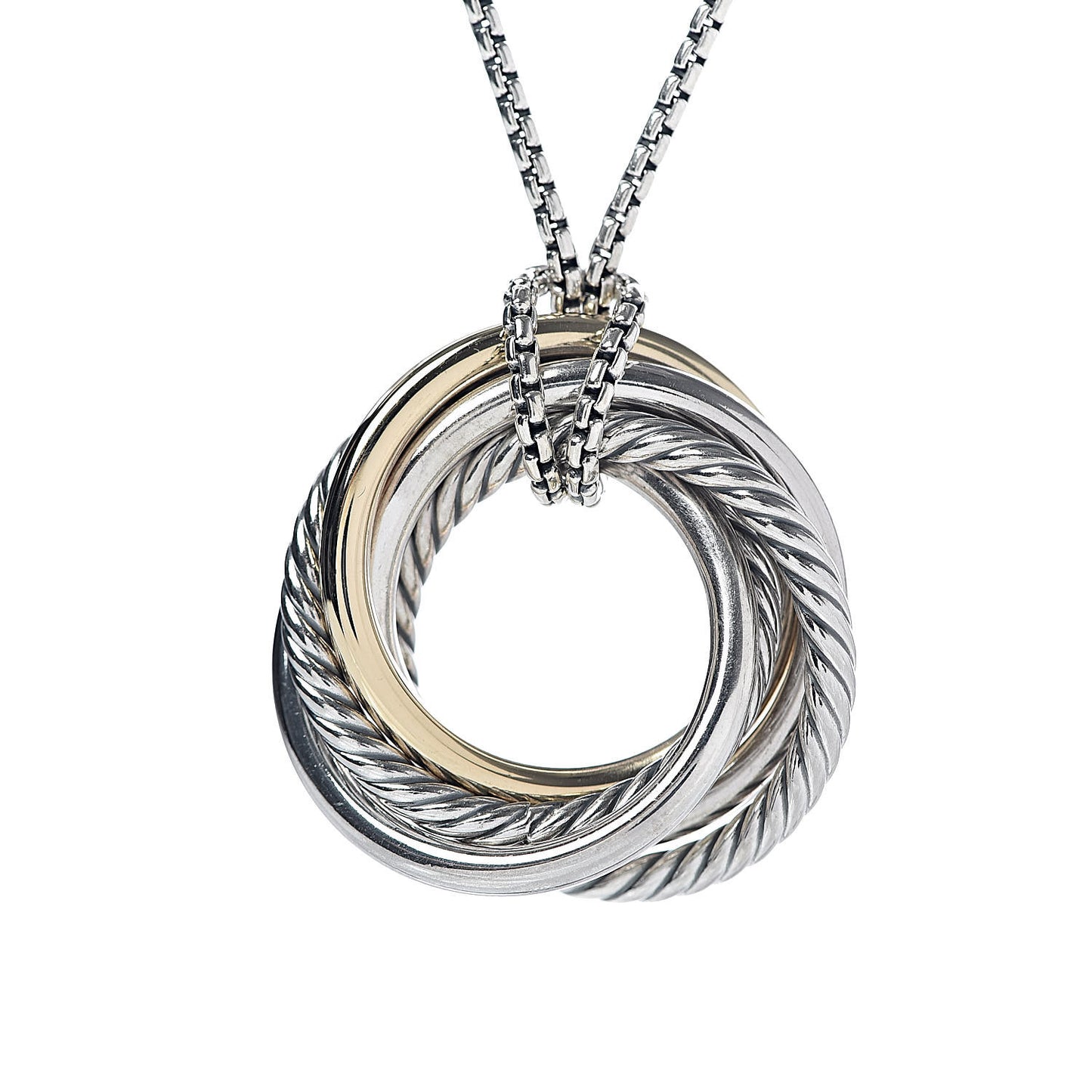 Sterling Silver 14K Yellow Gold Crossover Pendant Necklace