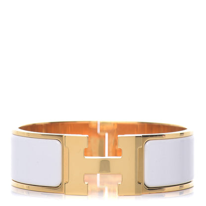 Hermes Enamel Wide Clic Clac H Bracelet GM White 1 of 6