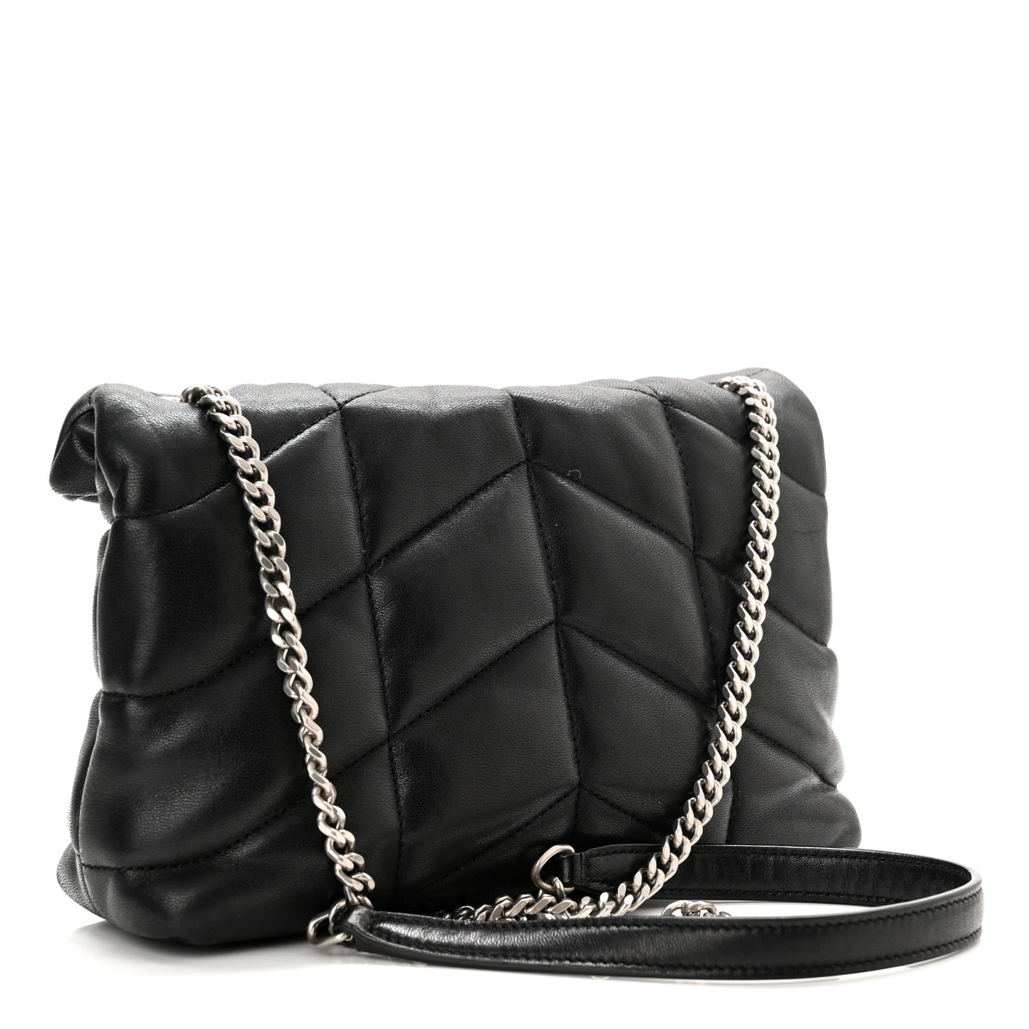 Lambskin Quilted Toy Loulou Puffer Monogram Chain Satchel Black