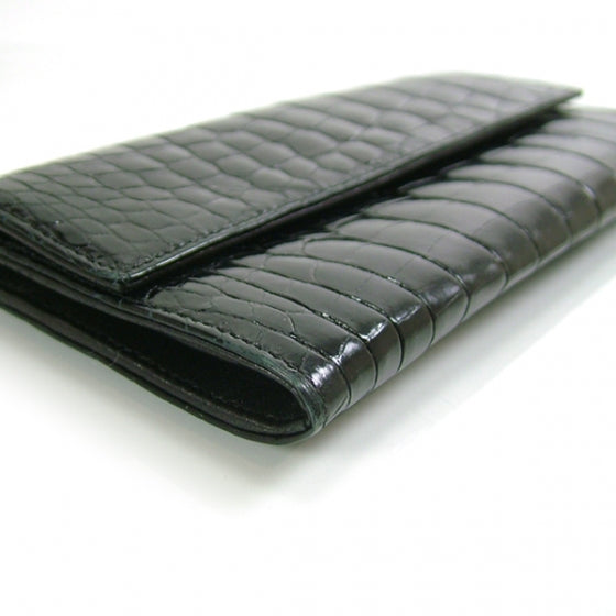 Crocodile Embossed Flap Wallet Black