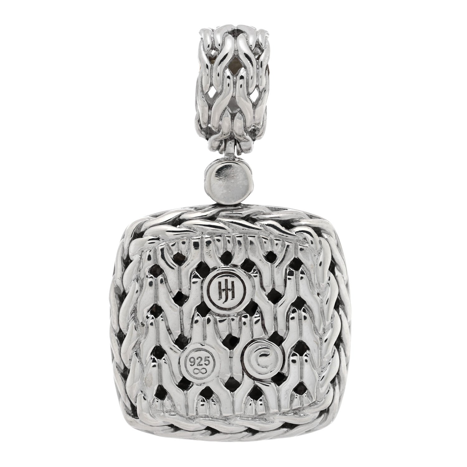 John Hardy Sterling Silver Black Sapphire Black Spinel Classic Chain Square Pendant 3 of 3