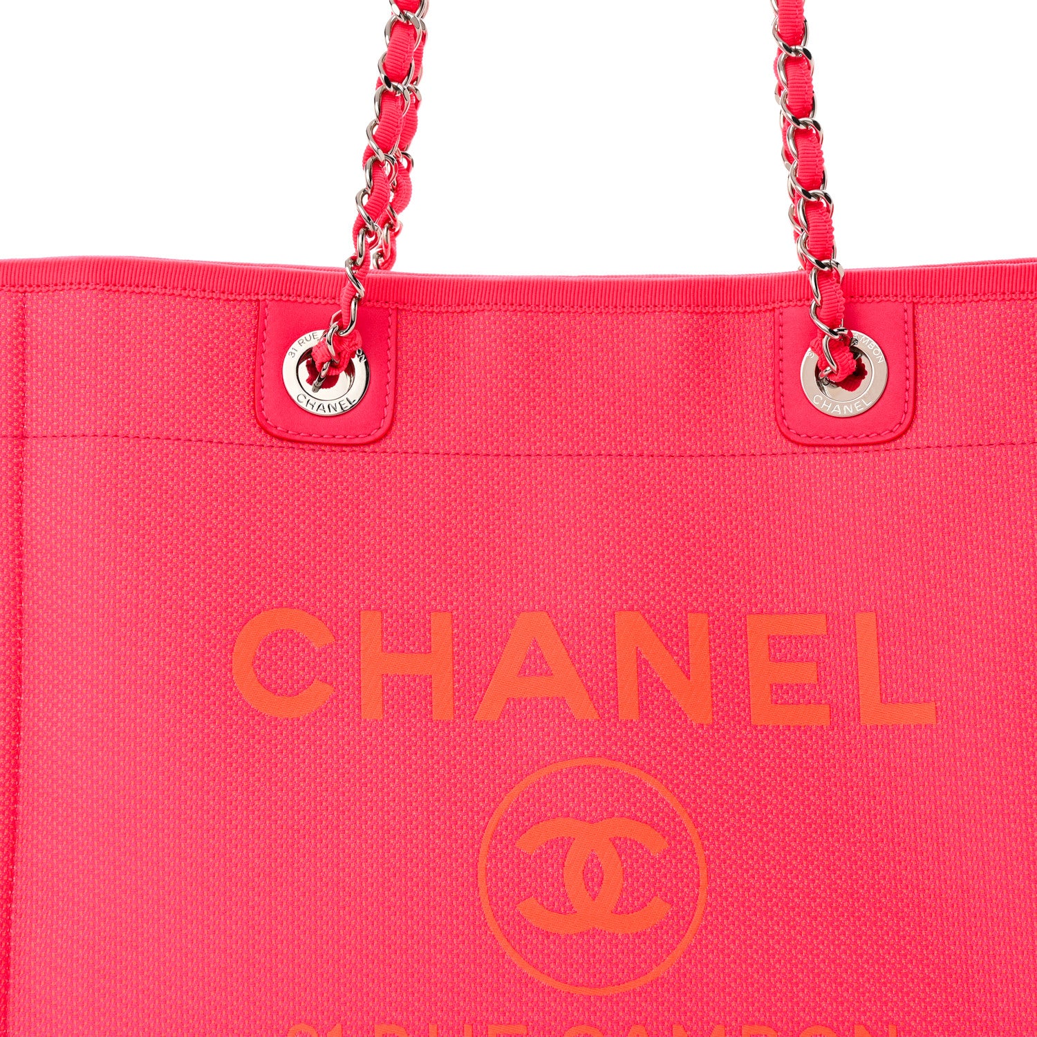 Chanel Mixed Fibers Small Deauville Tote Pink Orange 8 of 12
