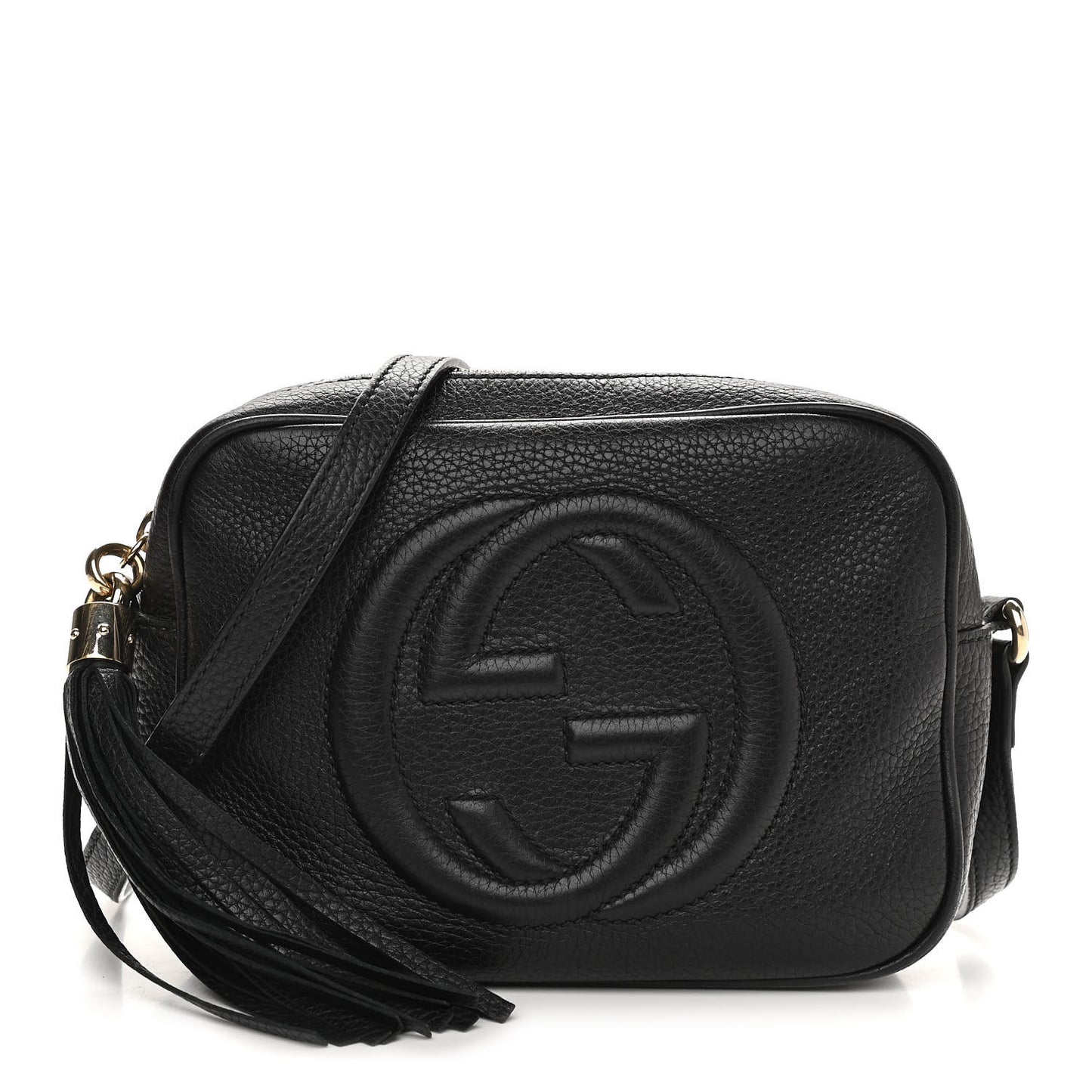 Pebbled Calfskin Small Soho Disco Bag Black