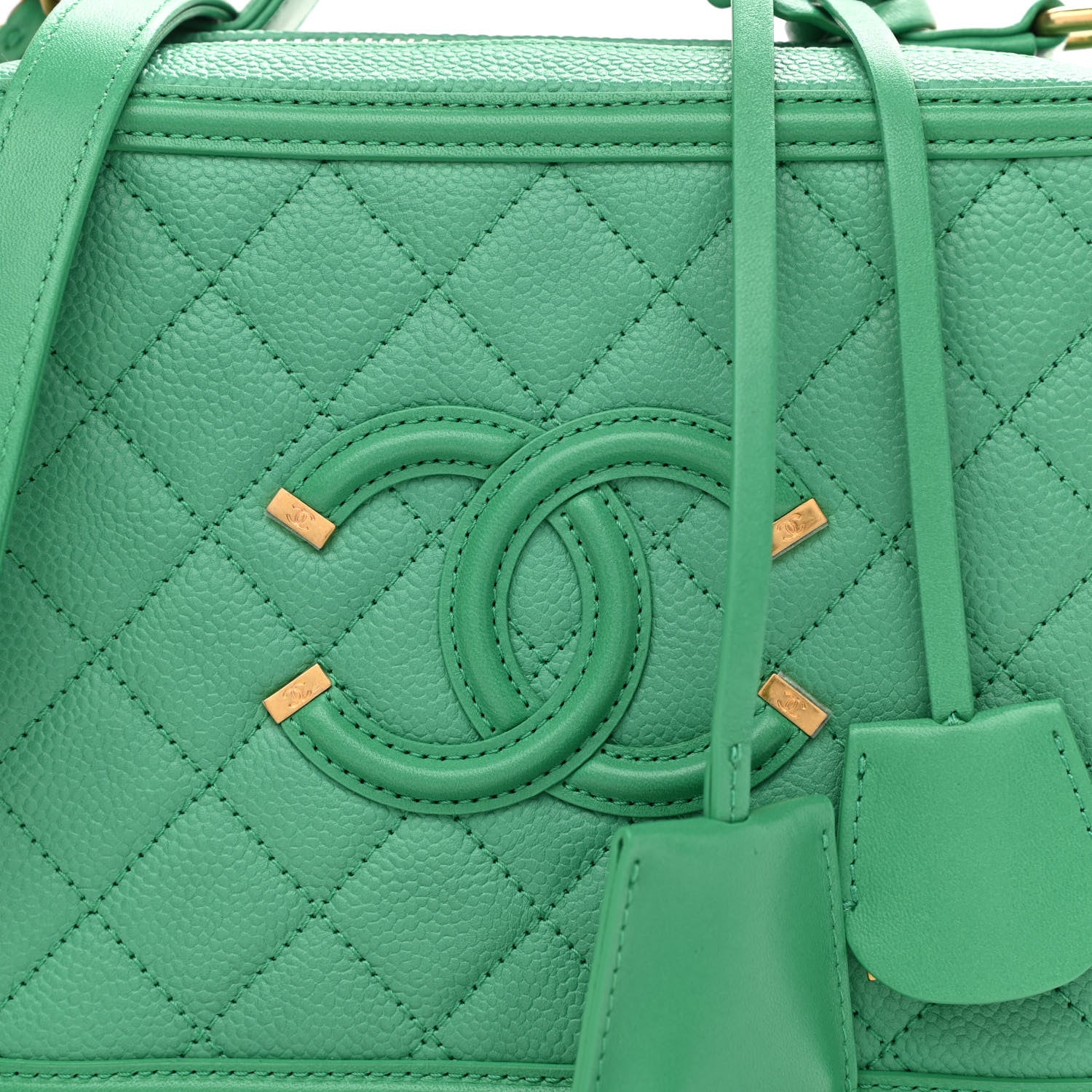 Chanel Caviar Quilted Medium CC Filigree Vanity Case Green 8 of 12